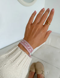 Elevated Faith Pink WWJD Embroidered Bracelet Christian Wristband