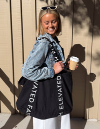 Elevated Faith The Large Everyday Black Tote Christian Tote Bag