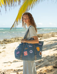 Elevated Faith The Large Everyday Denim Tote Patch Kit Christian Tote Bag