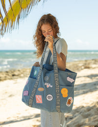 Elevated Faith The Large Everyday Denim Tote Patch Kit Christian Tote Bag