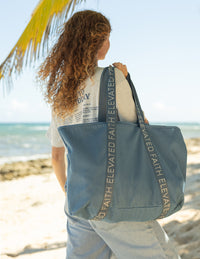 Elevated Faith The Large Everyday Denim Tote Patch Kit Christian Tote Bag