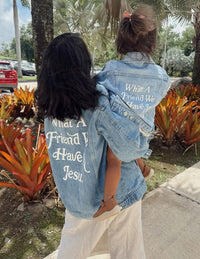 Elevated Faith What a Friend in Jesus Kids Denim Jacket Christian Kids Jacket