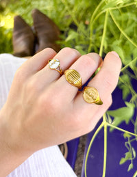 Elevated Faith Wildflower Signet Ring Christian Ring