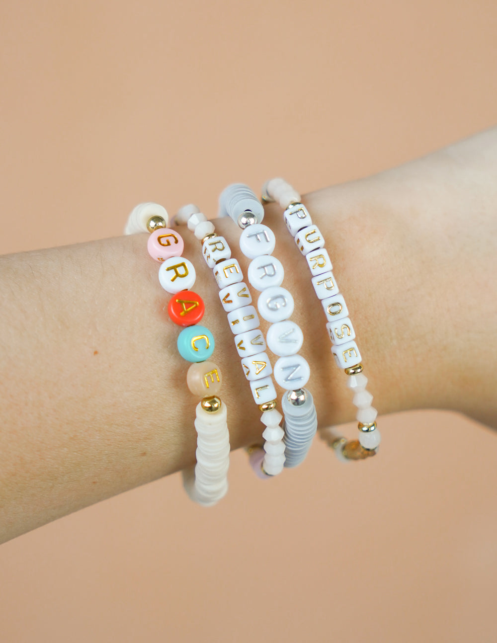 Letter U multicolor stones bracelet