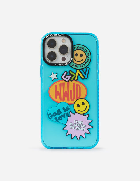 Blue Sticker Collage Phone Case | Elevated Faith