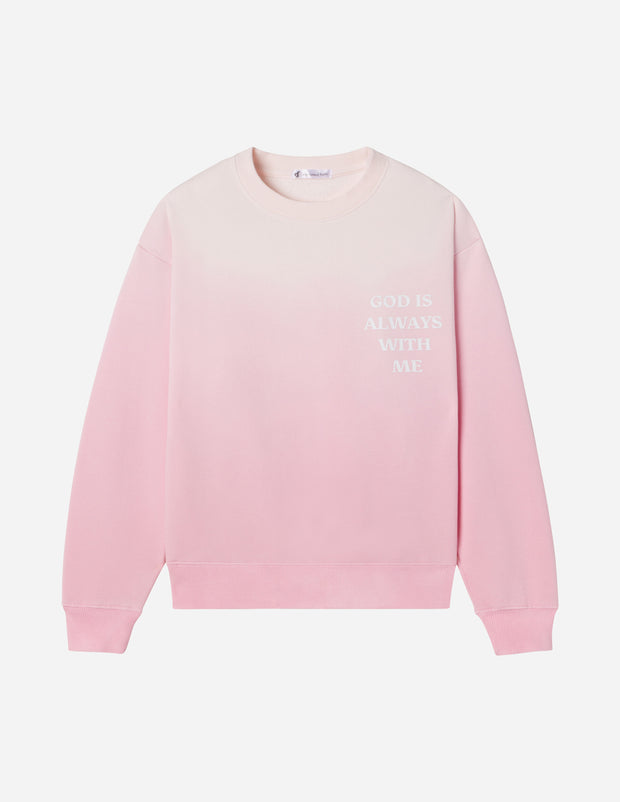 God Is Always With Me Pink Unisex Crewneck | Elevated Faith