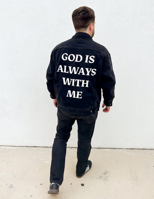 God is Always With Me Christian Denim Jacket