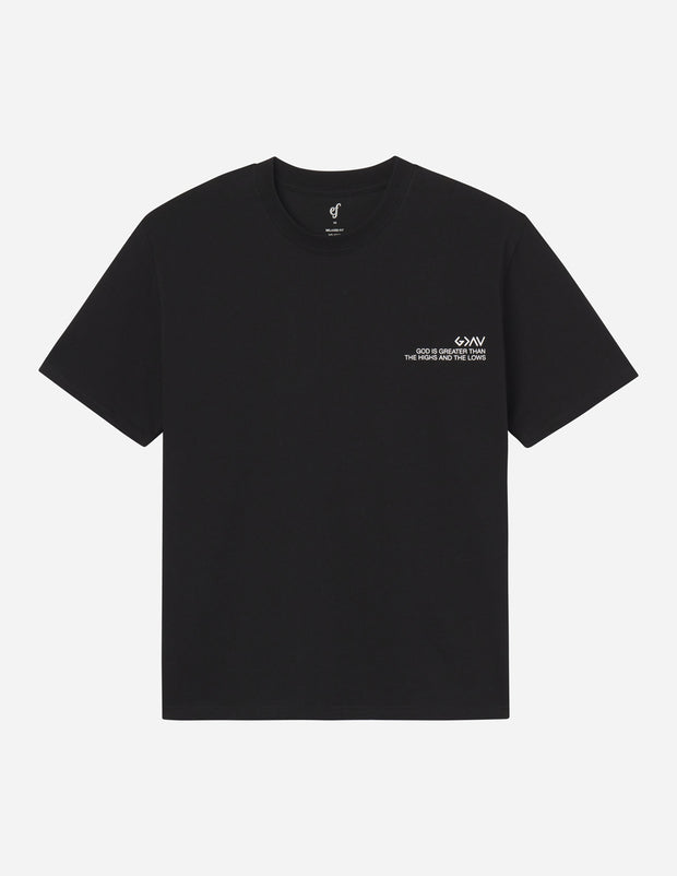 Höhen und Tiefen schwarzes Unisex-T-Shirt