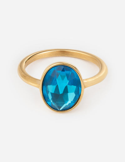Ocean Blue Gemstone Christian Ring
