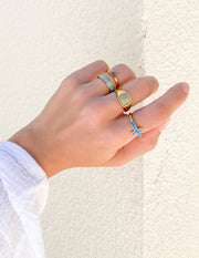 Elevated Faith Blue Enamel Cross Ring Christian Ring