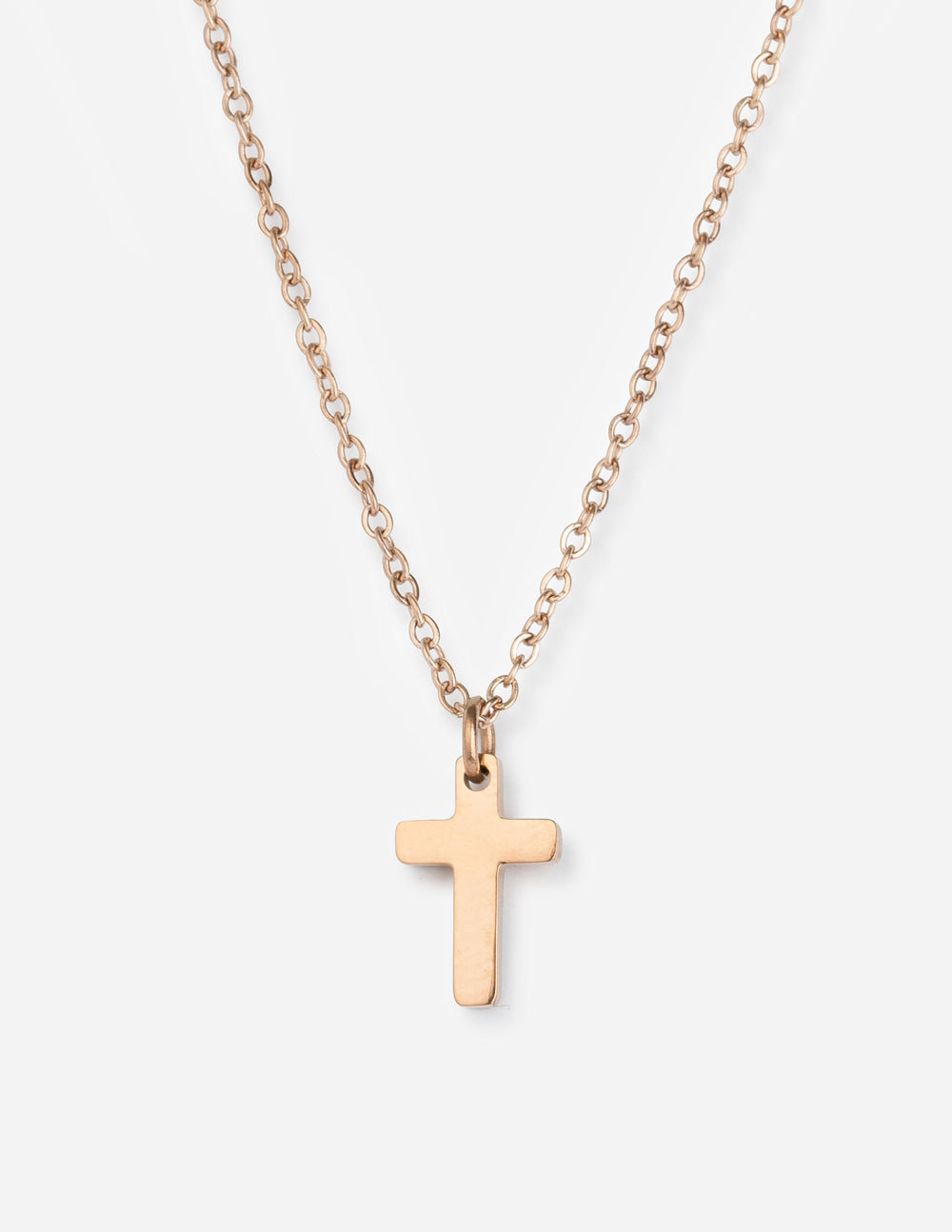 Beautifully Beveled Cross, Children's Necklace for Girls - 14K Rose Gold