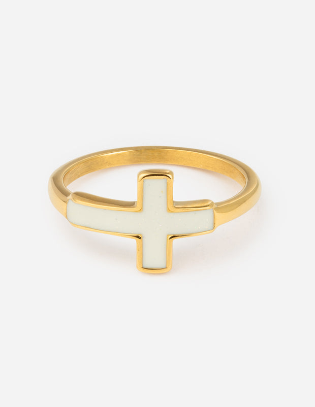 Gold Cross Ring for Women set in Rose Gold Plated Sterling Silver