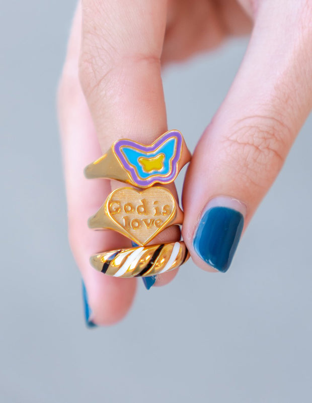 Elevated Faith Blue Enamel Butterfly Ring Christian Ring