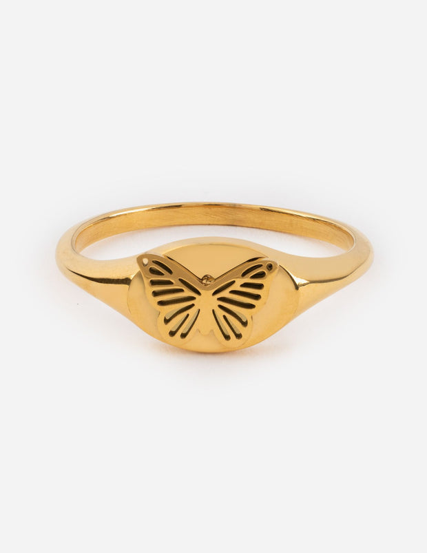Elevated Faith Butterfly Signet Ring Christian Ring