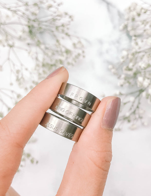 Elevated Faith FRGVN Matte Silver Ring Christian Ring
