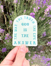 Elevated Faith God Is The Answer Sticker Christian Sticker