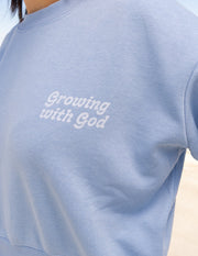 Elevated Faith Growing With God Cropped Crewneck Christian Crewneck