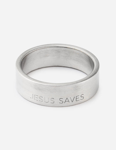 Elevated Faith Jesus Saves Matte Silver Ring Christian Ring