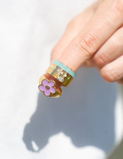 Elevated Faith Lavender Smiley Flower Ring Christian Ring