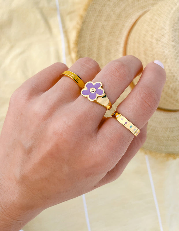 lavender flower ring Elevated Faith Lavender Smiley Flower Ring 5
