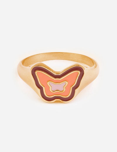 Elevated Faith Pink Enamel Butterfly Ring Christian Ring