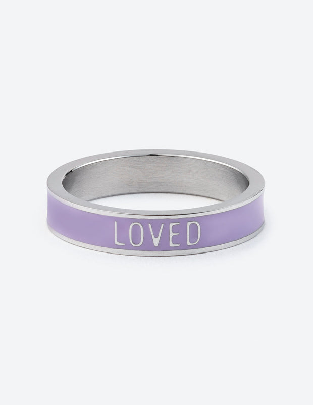 Elevated Faith Lavender Enamel Loved Ring Christian Ring