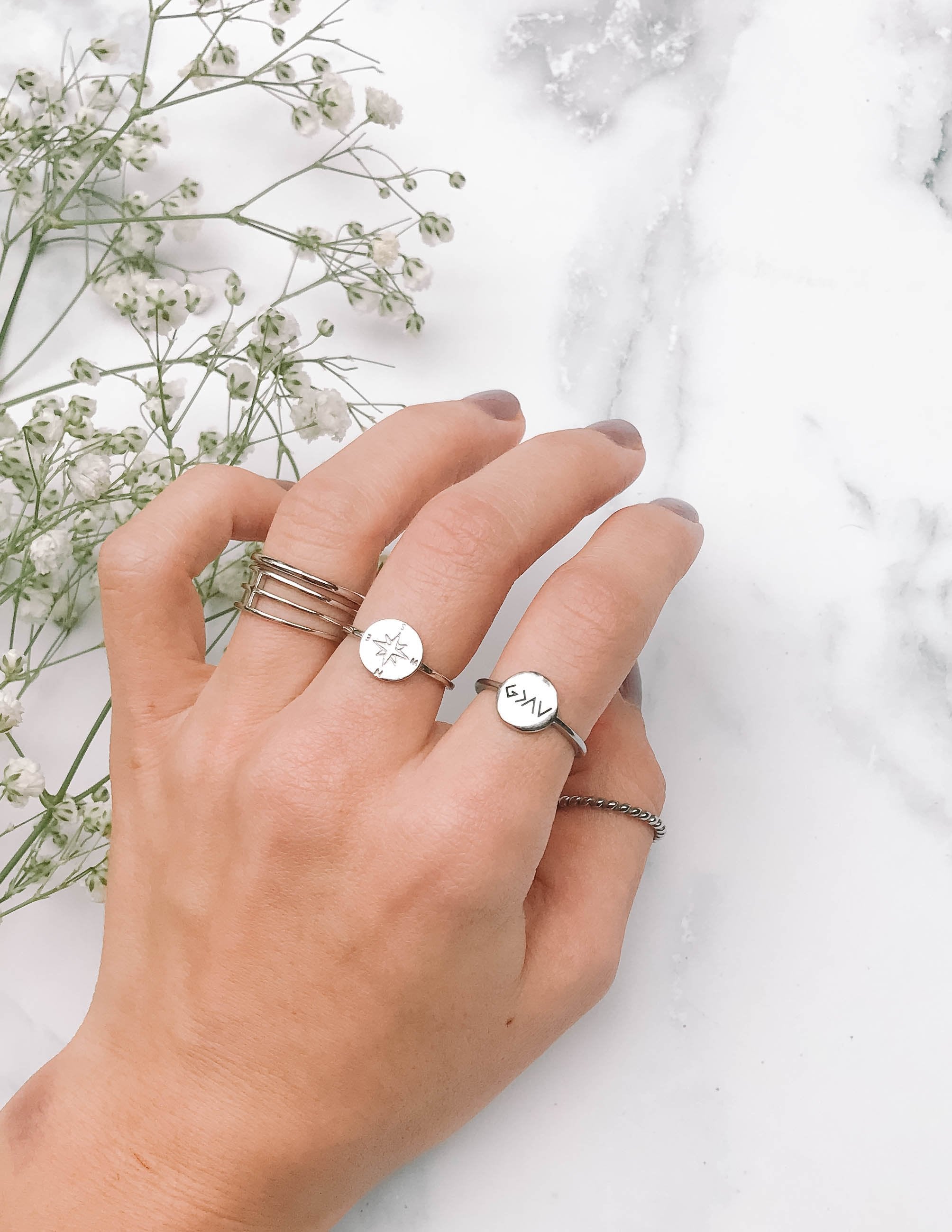 Silver circle store ring