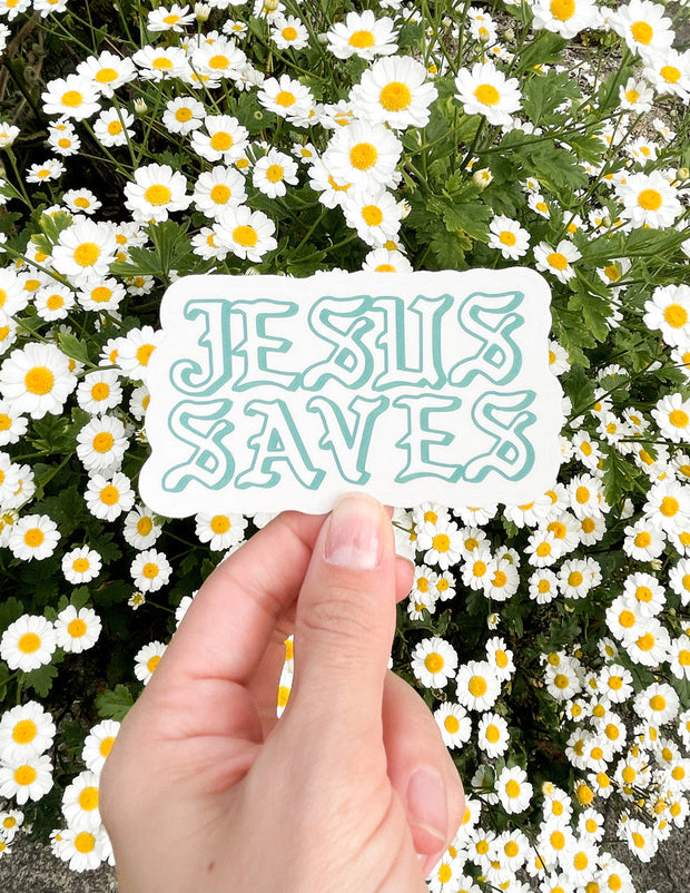 Elevated Faith Teal Jesus Saves Sticker Christian Sticker