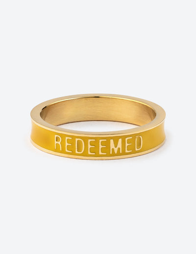 Elevated Faith Yellow Enamel Redeemed Ring Christian Ring